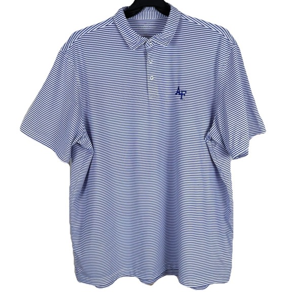 Vineyard Vines Performance Polo Shirt Mens XXL White Blue Striped Air Force NCAA - Picture 2 of 8